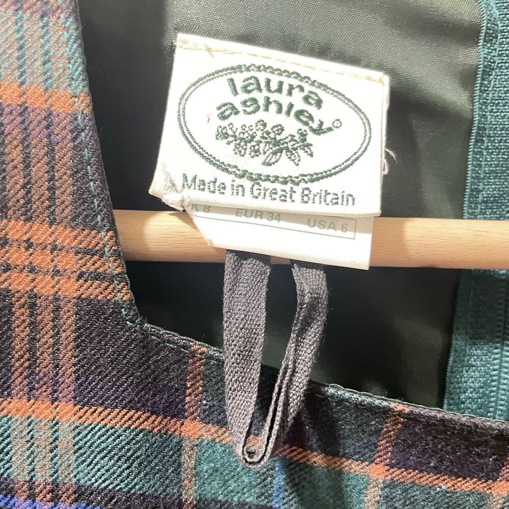 Vintage Laura Ashley Tartan Dress Size 6 Belted VGC - Picture 5 of 12